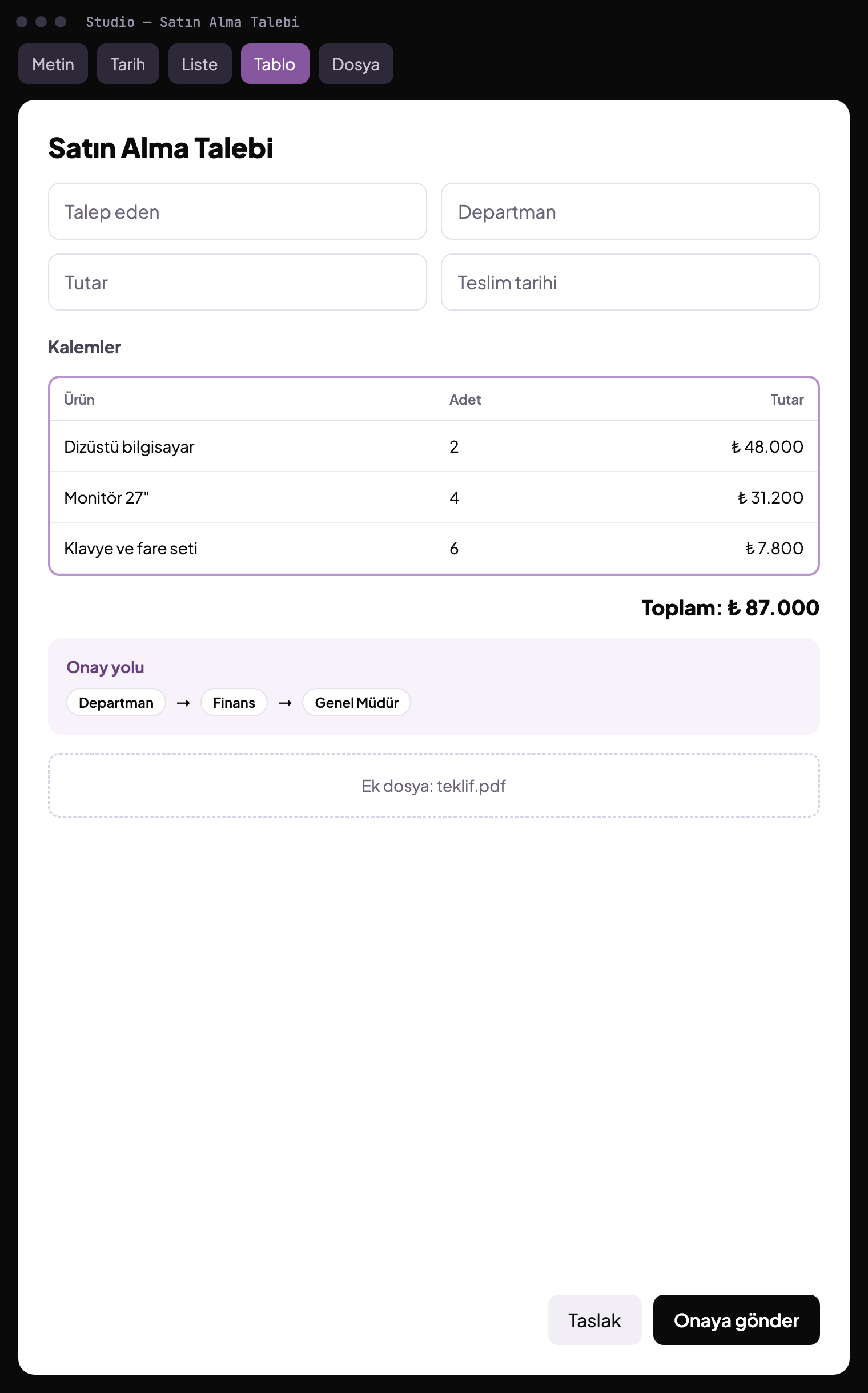 Studio form tasarımı